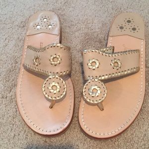 Jack Rogers Nantucket Gold sandals, babycamel/gld